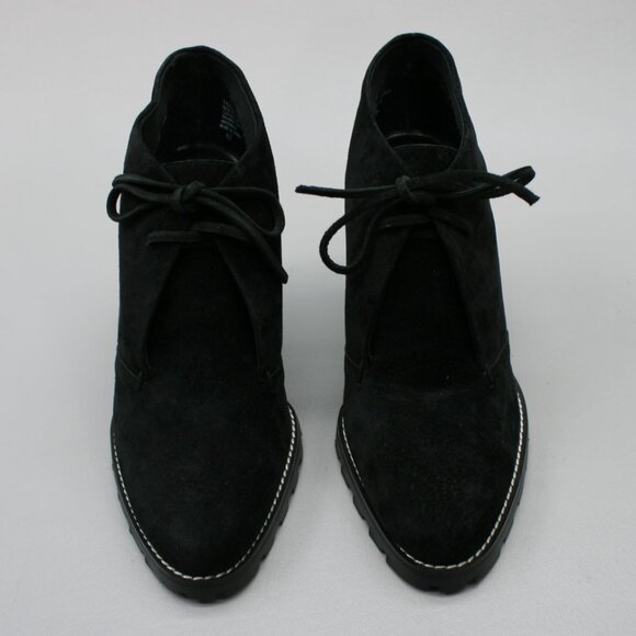 Colin Stuart Ladies 5.5 Black Nubuck Suede Ankle Heel Bootie Chukka Granny boots - Picture 7 of 11